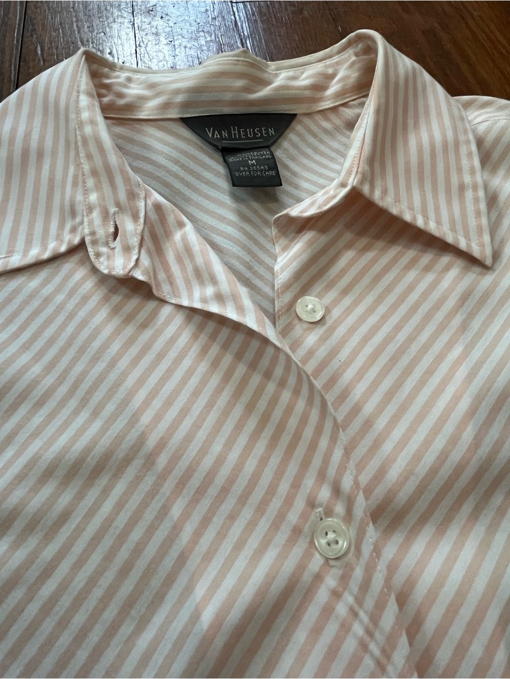 Van Heusen Light Peachy Pink and White Striped Dress Shirt